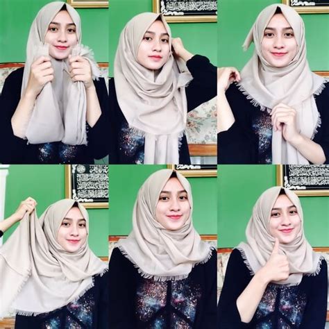 tutorial hijab katun rawis segi empat kumpulan contoh