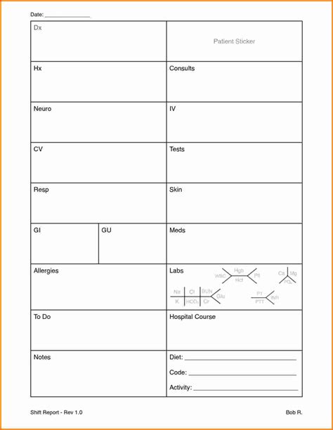 Printable Nurse Report Sheets That Are Critical Darryl S Blog For
