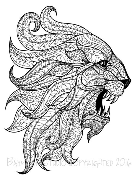 roaring lion coloring page printable coloring  baymoonstudio