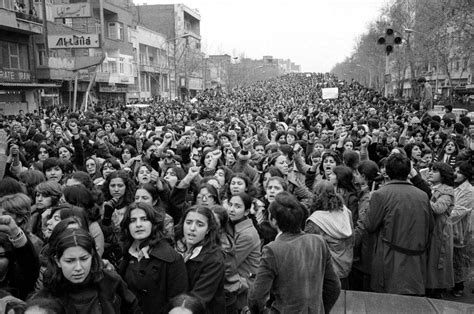 women protesting forced hijab days after the revolution
