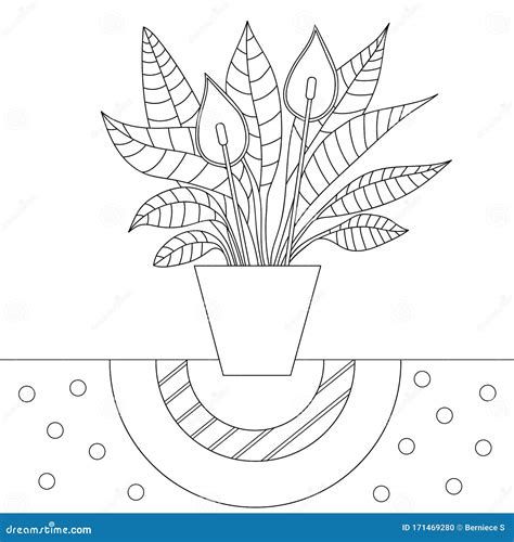 flower pot coloring page stock illustrations  flower pot coloring