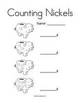 Coloring Counting Nickels Money Quarter Pages Twistynoodle Fun Noodle sketch template