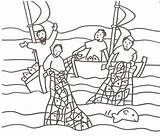 Pescatori Story Miracolosa Bibbia Pesca Artigianato Gesù Bacheca sketch template