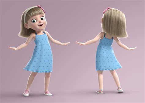 3d Cartoon Girl Rigged Turbosquid 1317956