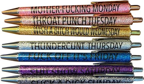 pcs glitter  set week funny office gifts funny pens swear word