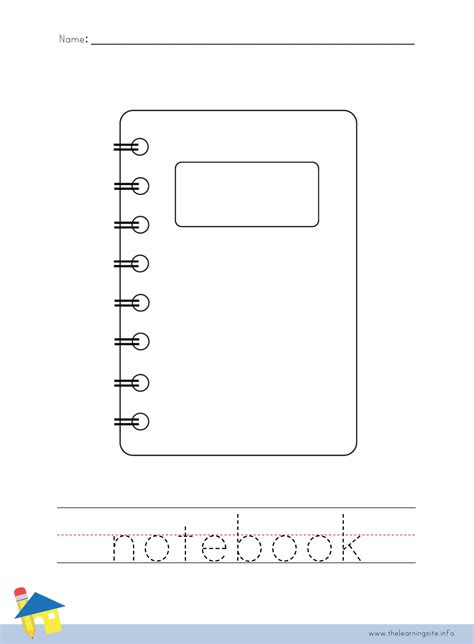 notebook coloring worksheet  learning site
