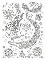 Coloring Mermaid Swimming Printable Pages sketch template