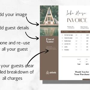airbnb invoice template invoice template  air bnb etsy finland