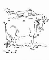 Dot Dots Coloring Pages Connect Activity Sheets Cow Kids Print sketch template