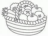 Basket Drawing Vegetables Pages Fruits Getdrawings sketch template