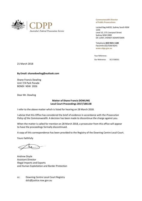 cdpp letter withdrawing charge  march kangaroo court  australia
