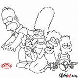 Simpsons Family Draw Step Drawing Characters Sketchok Easy Cartoons sketch template