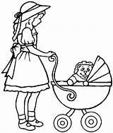Pages Color Print Coloring Girl Carriage Doll Little sketch template