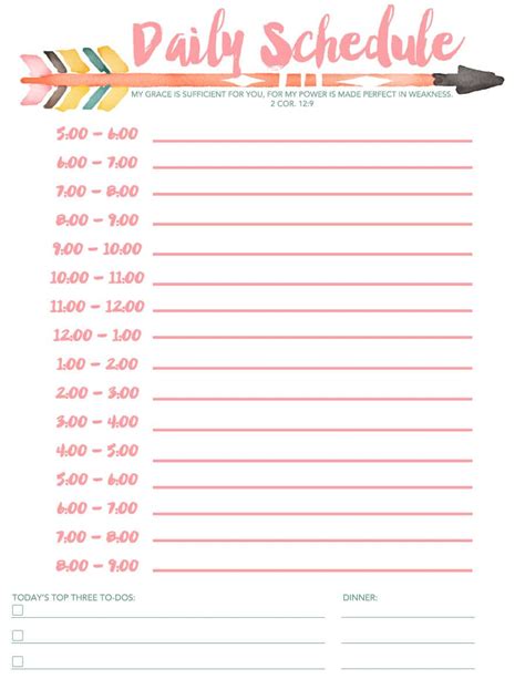 daily schedule  printable