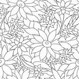 Bloemen Naadloos Textuur Kleurende Bevallige Bloemenpatroon Naadloze Illustratie Engraving sketch template