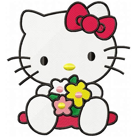 kitty   flowers embroidery design
