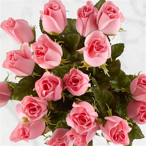 Soft Pink Artificial Rose Bud Bush Bushes Bouquets Floral