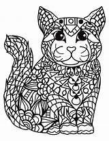Fargelegge Coloring Katt Pages Zentangle Bilde Easy Cat Getcolorings Fargelegging Print sketch template