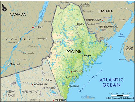 geographical map  maine  maine geographical maps