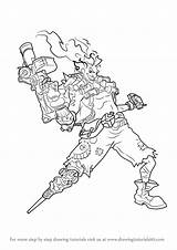 Overwatch Junkrat Coloring Pages Drawing Draw Step Genji Tutorials Print Drawingtutorials101 Hanzo Tracer Colorpages Drawings Learn Soldier Kids Reaper Va sketch template