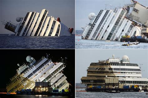 costa concordia salvage operation stricken cruise ship lifted  rocks   coast