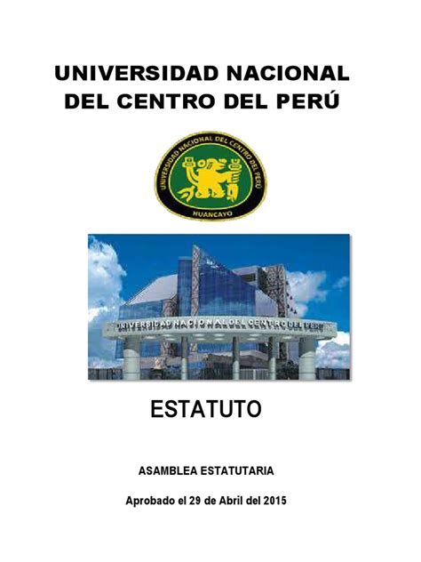 Nuevo Estatuto Universidad Nacional Del Centro Del Peru Universidad