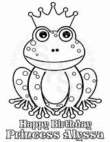 Frog Coloring Birthday Printable Prince Princess Pages Party Personalized Activity Frogs Happy Color Colouring Favor Kids Childrens Etsy Sheets Pdf sketch template