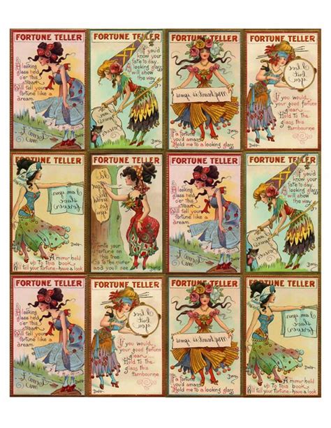 vintage circus fortune teller gypsy cards  lalunarossadesigns