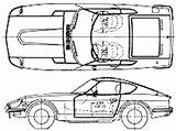 240z Datsun Fairlady 1972 Blueprints Drawing Car Sketch Coupe Scheme Click sketch template