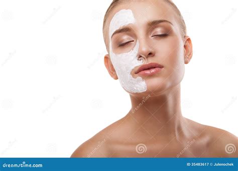 woman  spa mask   face isolated stock image image  cleanse