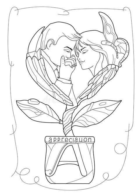 heart coloring pages  adults man  woman stock vector
