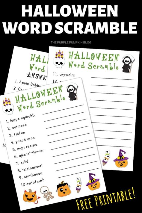 printable halloween word scramble