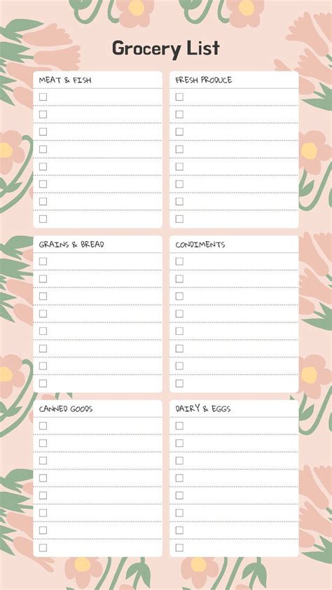 printable grocery list template  instand  lupongovph