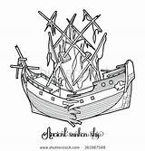 Coloring Pages Ship Sunken Pirate Broken Vector Ancient Graphic Kids Getcolorings Printable sketch template