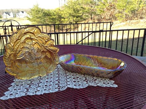 Amber Dish Carnival Glass Celery Dish Oval Loganberry Etsy