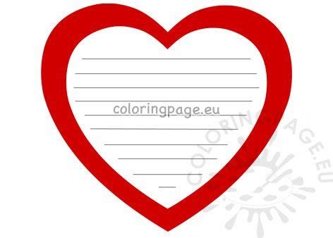 red heart shaped writing paper printable coloring page