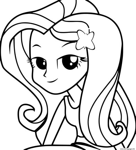 pony equestria girls fluttershy cute princess coloring page