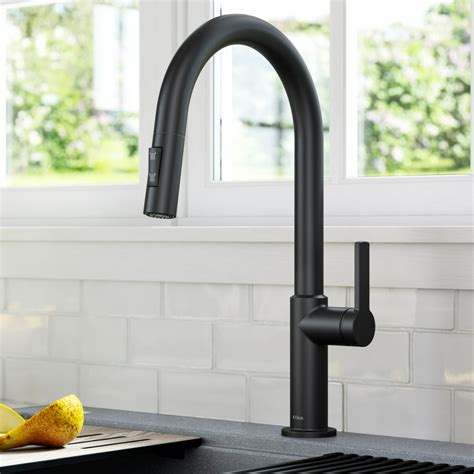 kraus oletto single handle pull  kitchen faucet  matte black
