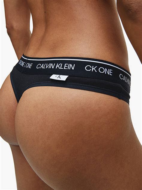 Calvin Klein Ck One Logo Thong Black At John Lewis And Partners