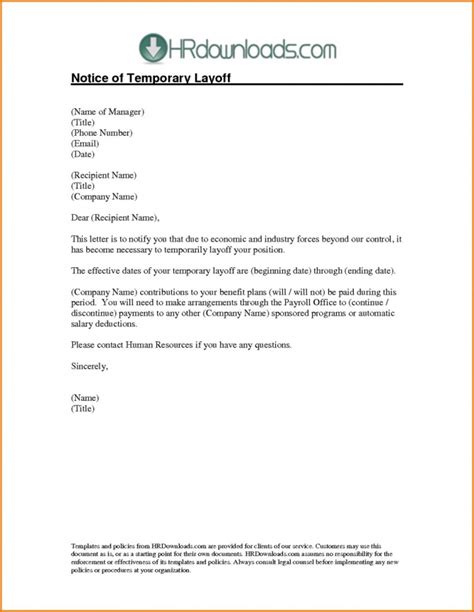 letter  temporary layoff gotilo