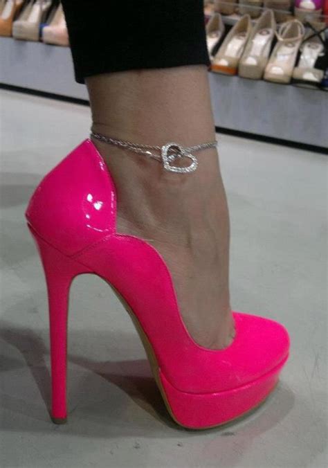 hot pink pumps i could never wear these but they re pretty snazzy i love the ankle bracelet