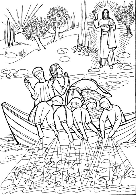 miraculous catch  fish coloring pages bible coloring pages