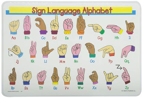sign language alphabet placemat  level prep