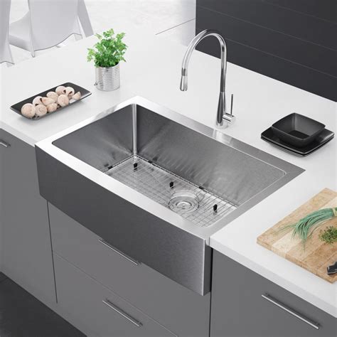 exclusive heritage    single bowl stainless steel kitchen farmhouse apron front sink