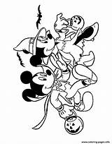 Coloring Halloween Trick Disney Pages Mickey Minnie Treating Printable Print sketch template
