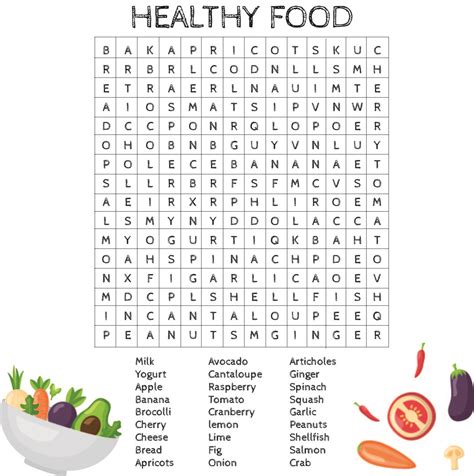 food themed word search