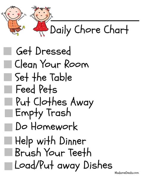 printable chore charts  ideas  school age kid chores real advice gal