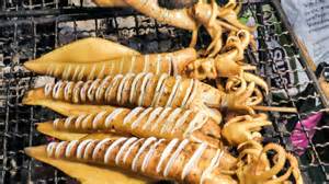 bangkok street food squids shrimps shells  seafood