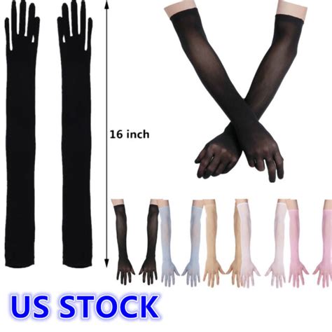 Us Women Seamless Pantyhose Sheer Mesh Evening Gloves Opera Length