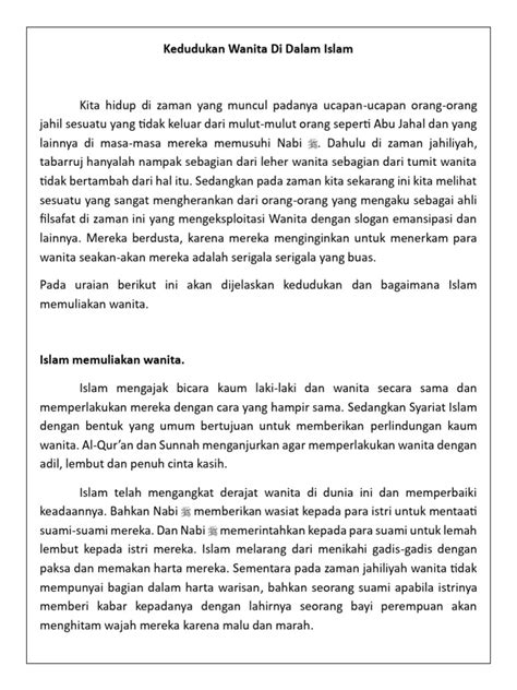 Kedudukan Wanita Dalam Islam Pdf